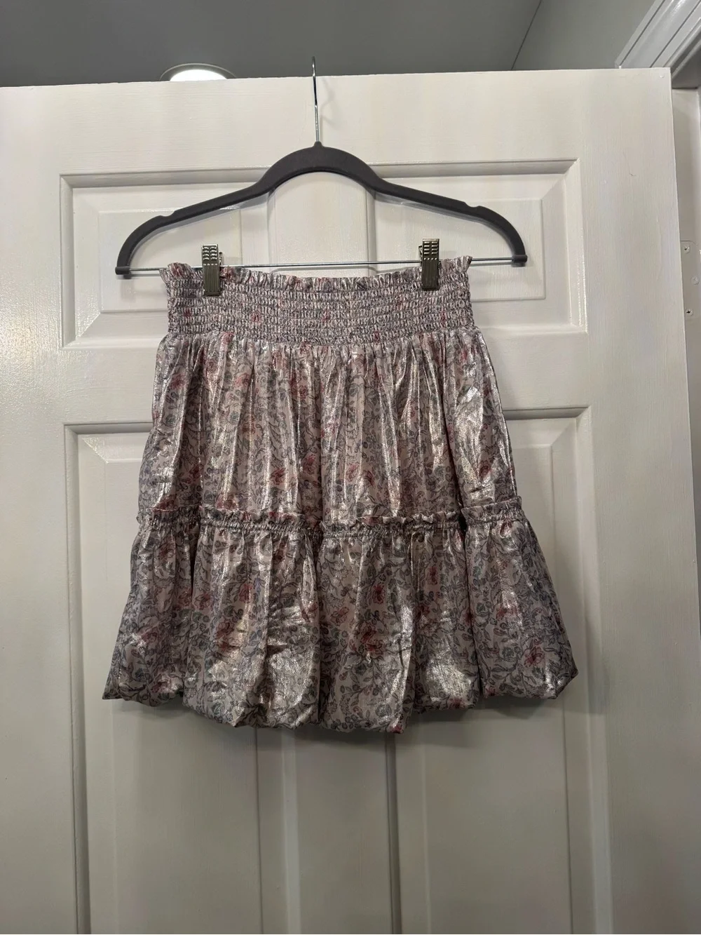free people metallic floral bubble skirt